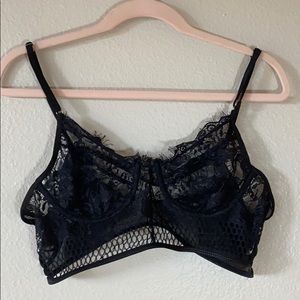Black eyelash lace bralette